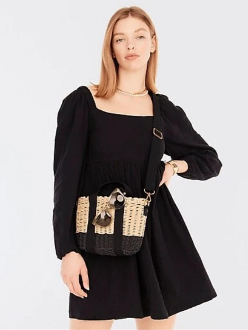 J. Crew | Black Square Neck Gauze Dress